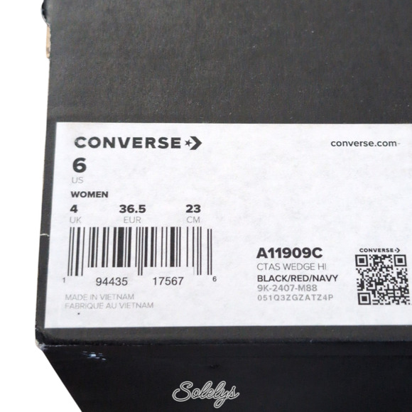 Converse Chuck Taylor All Star Hidden Wedge Platform Black White Sneaker 6 NEW - Picture 6 of 10